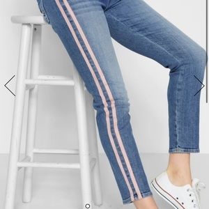 7FAM Roxanne Faux Suede Stripe Straight Jeans Sz24